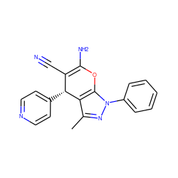 Cc1nn(-c2ccccc2)c2c1[C@H](c1ccncc1)C(C#N)=C(N)O2 ZINC000000088422