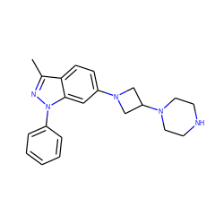 Cc1nn(-c2ccccc2)c2cc(N3CC(N4CCNCC4)C3)ccc12 ZINC000147351979