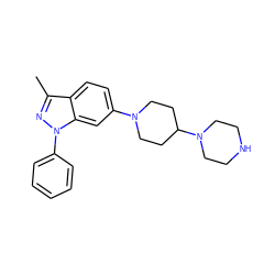 Cc1nn(-c2ccccc2)c2cc(N3CCC(N4CCNCC4)CC3)ccc12 ZINC000072177197