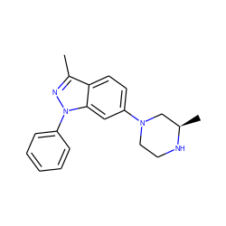 Cc1nn(-c2ccccc2)c2cc(N3CCN[C@H](C)C3)ccc12 ZINC000147354652