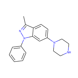 Cc1nn(-c2ccccc2)c2cc(N3CCNCC3)ccc12 ZINC000072178116