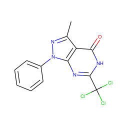 Cc1nn(-c2ccccc2)c2nc(C(Cl)(Cl)Cl)[nH]c(=O)c12 ZINC000018043267