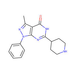 Cc1nn(-c2ccccc2)c2nc(C3CCNCC3)[nH]c(=O)c12 ZINC000072178942