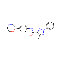 Cc1nn(-c2ccccc2)nc1C(=O)Nc1ccc([C@@H]2CNCCO2)cc1 ZINC000146987850