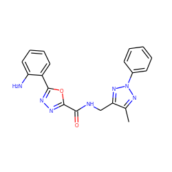 Cc1nn(-c2ccccc2)nc1CNC(=O)c1nnc(-c2ccccc2N)o1 ZINC000043072530