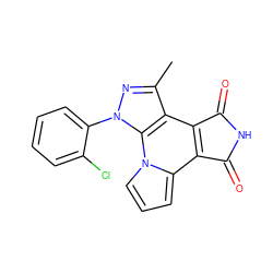 Cc1nn(-c2ccccc2Cl)c2c1c1c(c3cccn32)C(=O)NC1=O ZINC000103254139