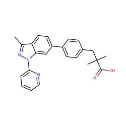 Cc1nn(-c2ccccn2)c2cc(-c3ccc(CC(C)(C)C(=O)O)cc3)ccc12 ZINC001772656671