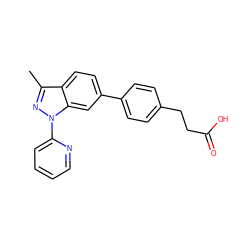 Cc1nn(-c2ccccn2)c2cc(-c3ccc(CCC(=O)O)cc3)ccc12 ZINC001772657500