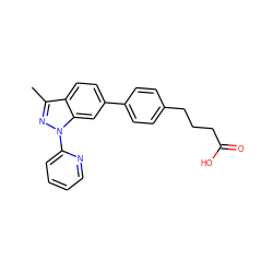 Cc1nn(-c2ccccn2)c2cc(-c3ccc(CCCC(=O)O)cc3)ccc12 ZINC001772642635