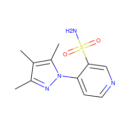 Cc1nn(-c2ccncc2S(N)(=O)=O)c(C)c1C ZINC000096932809