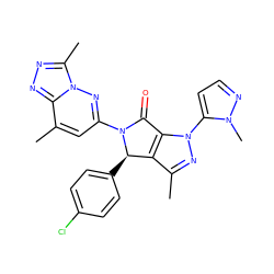 Cc1nn(-c2ccnn2C)c2c1[C@@H](c1ccc(Cl)cc1)N(c1cc(C)c3nnc(C)n3n1)C2=O ZINC000220243236