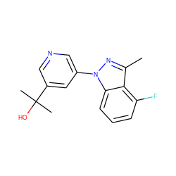 Cc1nn(-c2cncc(C(C)(C)O)c2)c2cccc(F)c12 ZINC001772625260