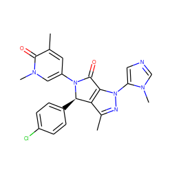 Cc1nn(-c2cncn2C)c2c1[C@@H](c1ccc(Cl)cc1)N(c1cc(C)c(=O)n(C)c1)C2=O ZINC000220321916