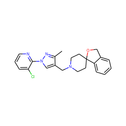 Cc1nn(-c2ncccc2Cl)cc1CN1CCC2(CC1)OCc1ccccc12 ZINC000040401687