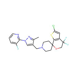 Cc1nn(-c2ncccc2F)cc1CN1CCC2(CC1)OCC(F)(F)c1cc(Cl)sc12 ZINC000117164712