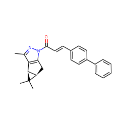 Cc1nn(C(=O)/C=C/c2ccc(-c3ccccc3)cc2)c2c1[C@H]1[C@@H](C2)C1(C)C ZINC000045384536