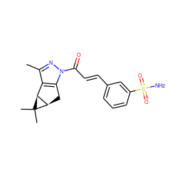 Cc1nn(C(=O)/C=C/c2cccc(S(N)(=O)=O)c2)c2c1[C@H]1[C@@H](C2)C1(C)C ZINC000045337938