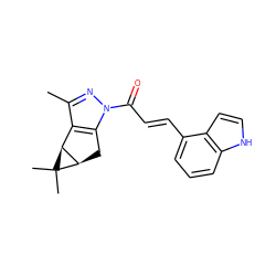 Cc1nn(C(=O)/C=C/c2cccc3[nH]ccc23)c2c1[C@H]1[C@@H](C2)C1(C)C ZINC000045373517