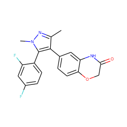 Cc1nn(C)c(-c2ccc(F)cc2F)c1-c1ccc2c(c1)NC(=O)CO2 ZINC000200991195