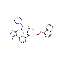 Cc1nn(C)c(C)c1-c1cccc2c(CCCOc3cccc4ccccc34)c(C(=O)O)n(CCN3CCOCC3)c12 ZINC000143587742