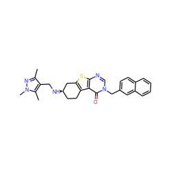 Cc1nn(C)c(C)c1CN[C@@H]1CCc2c(sc3ncn(Cc4ccc5ccccc5c4)c(=O)c23)C1 ZINC001772654070