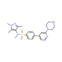 Cc1nn(C)c(C)c1N(C)S(=O)(=O)c1ccc(-c2ccnc(N3CCNCC3)c2)cc1 ZINC000199945397