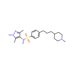 Cc1nn(C)c(C)c1N(C)S(=O)(=O)c1ccc(CCCC2CCN(C)CC2)cc1 ZINC000199941573