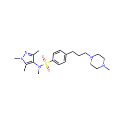 Cc1nn(C)c(C)c1N(C)S(=O)(=O)c1ccc(CCCN2CCN(C)CC2)cc1 ZINC001772585777