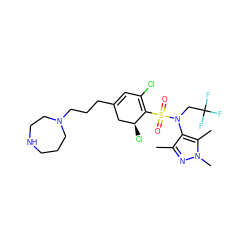 Cc1nn(C)c(C)c1N(CC(F)(F)F)S(=O)(=O)C1=C(Cl)C=C(CCCN2CCCNCC2)C[C@@H]1Cl ZINC000199943945