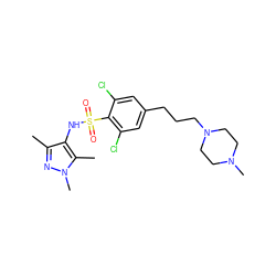 Cc1nn(C)c(C)c1NS(=O)(=O)c1c(Cl)cc(CCCN2CCN(C)CC2)cc1Cl ZINC000199944870