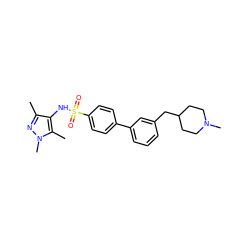 Cc1nn(C)c(C)c1NS(=O)(=O)c1ccc(-c2cccc(CC3CCN(C)CC3)c2)cc1 ZINC000199936628