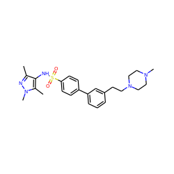 Cc1nn(C)c(C)c1NS(=O)(=O)c1ccc(-c2cccc(CCN3CCN(C)CC3)c2)cc1 ZINC000199939157