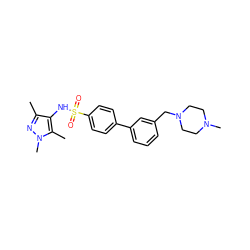 Cc1nn(C)c(C)c1NS(=O)(=O)c1ccc(-c2cccc(CN3CCN(C)CC3)c2)cc1 ZINC000117308103