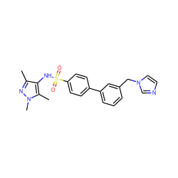 Cc1nn(C)c(C)c1NS(=O)(=O)c1ccc(-c2cccc(Cn3ccnc3)c2)cc1 ZINC000117344361