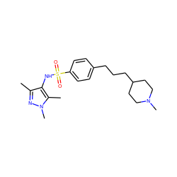 Cc1nn(C)c(C)c1NS(=O)(=O)c1ccc(CCCC2CCN(C)CC2)cc1 ZINC000199945177