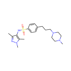 Cc1nn(C)c(C)c1NS(=O)(=O)c1ccc(CCCN2CCN(C)CC2)cc1 ZINC000199942365