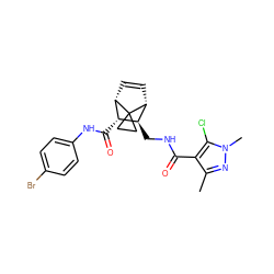 Cc1nn(C)c(Cl)c1C(=O)NC[C@H]1[C@H](C(=O)Nc2ccc(Br)cc2)[C@@H]2C=C[C@H]1C21CC1 ZINC000168452030