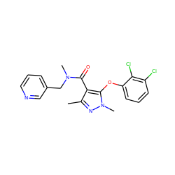 Cc1nn(C)c(Oc2cccc(Cl)c2Cl)c1C(=O)N(C)Cc1cccnc1 ZINC000095586451