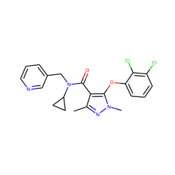 Cc1nn(C)c(Oc2cccc(Cl)c2Cl)c1C(=O)N(Cc1cccnc1)C1CC1 ZINC000095592778