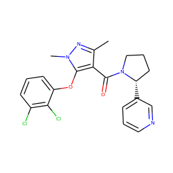 Cc1nn(C)c(Oc2cccc(Cl)c2Cl)c1C(=O)N1CCC[C@@H]1c1cccnc1 ZINC000095586777