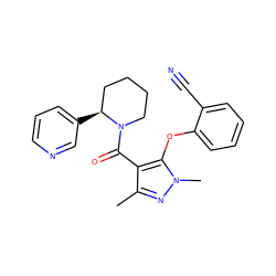 Cc1nn(C)c(Oc2ccccc2C#N)c1C(=O)N1CCCC[C@@H]1c1cccnc1 ZINC000095588211