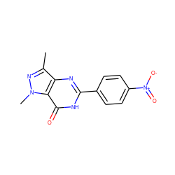 Cc1nn(C)c2c(=O)[nH]c(-c3ccc([N+](=O)[O-])cc3)nc12 ZINC000028085522