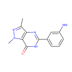 Cc1nn(C)c2c(=O)[nH]c(-c3cccc(N)c3)nc12 ZINC000028085519