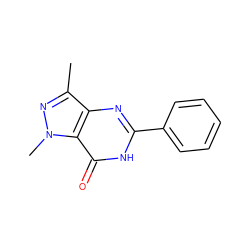 Cc1nn(C)c2c(=O)[nH]c(-c3ccccc3)nc12 ZINC000028098645