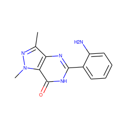 Cc1nn(C)c2c(=O)[nH]c(-c3ccccc3N)nc12 ZINC000028094383