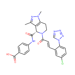 Cc1nn(C)c2c1[C@@H](C(=O)Nc1ccc(C(=O)O)cc1)N(C(=O)/C=C/c1cc(Cl)ccc1-n1cnnn1)CC2 ZINC000145855566