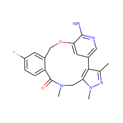 Cc1nn(C)c2c1-c1cnc(N)c(c1)OCc1cc(F)ccc1C(=O)N(C)C2 ZINC000145044924