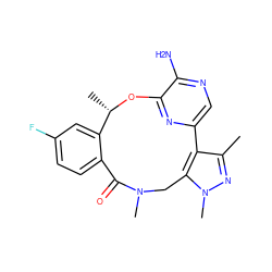 Cc1nn(C)c2c1-c1cnc(N)c(n1)O[C@@H](C)c1cc(F)ccc1C(=O)N(C)C2 ZINC000144856676