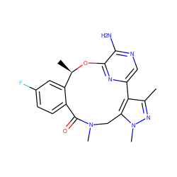 Cc1nn(C)c2c1-c1cnc(N)c(n1)O[C@H](C)c1cc(F)ccc1C(=O)N(C)C2 ZINC000144856880