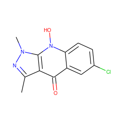 Cc1nn(C)c2c1c(=O)c1cc(Cl)ccc1n2O ZINC000014959802